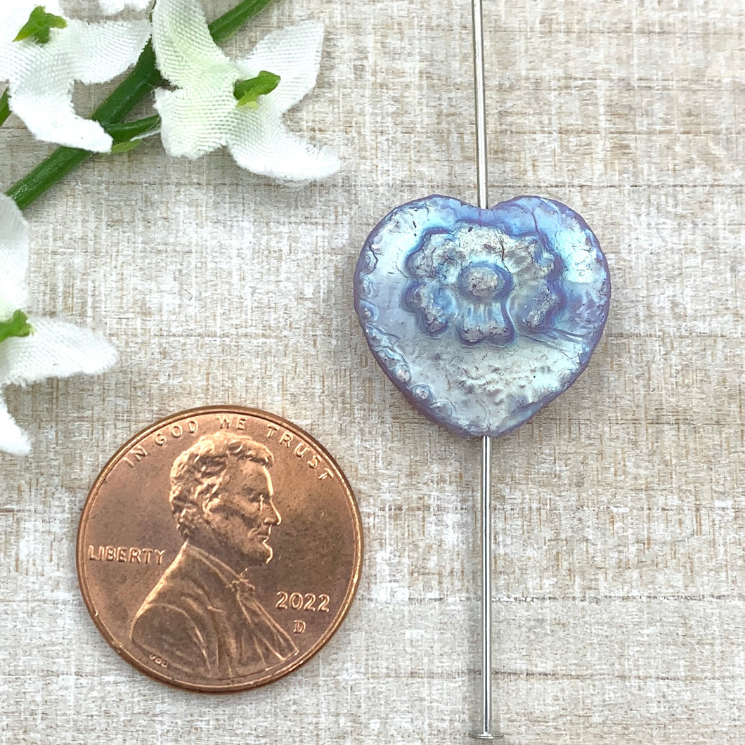 17mm Lavender Opal Etched Heart with Full AB Finish