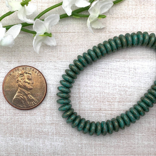 2x6mm Disc Turquoise Green with Picasso Finish