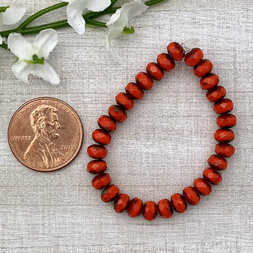 3x5mm Rondelle Red Coral with Picasso Finish