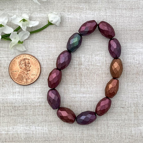 12x8mm Faceted Oval Mixed Metallic