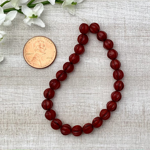 6mm Melon Pale Maroon with Brown Wash