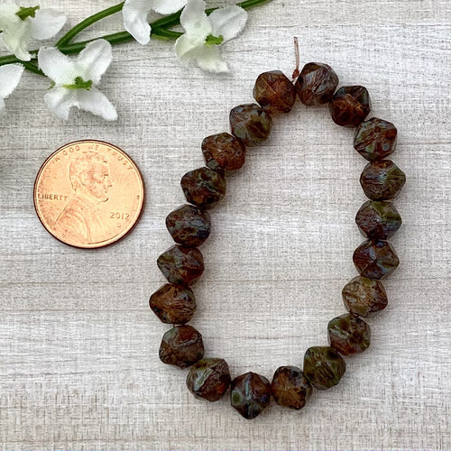 8mm English Cut Amber with Picasso Finish