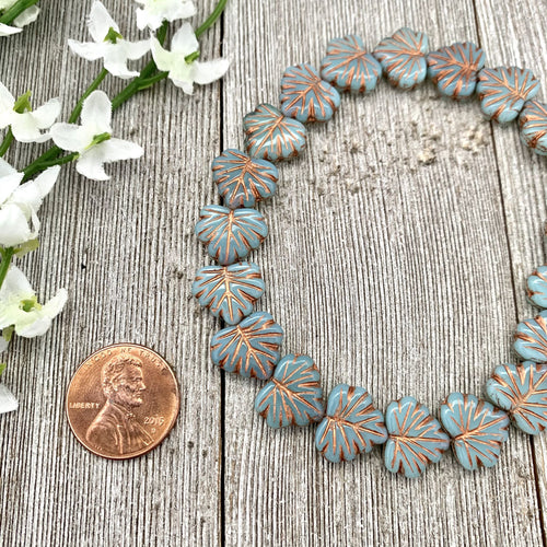 Blue Opaline with Copper Wash 11x13mm Maple Leaf