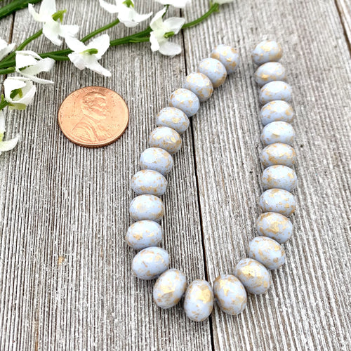 6x8mm Rondelle Pale Periwinkle with Gold Wash