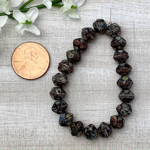 8mm English Cut Mulberry with Picasso Finish and Coral Wash