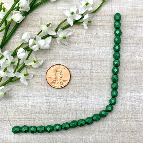 6mm Firepolished Bead Metallic Kale