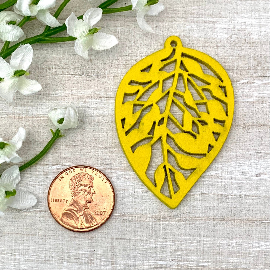 Yellow Laser Cut Wood Leaf