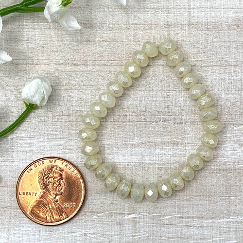 3x5mm Rondelle Ivory with Mercury Finish