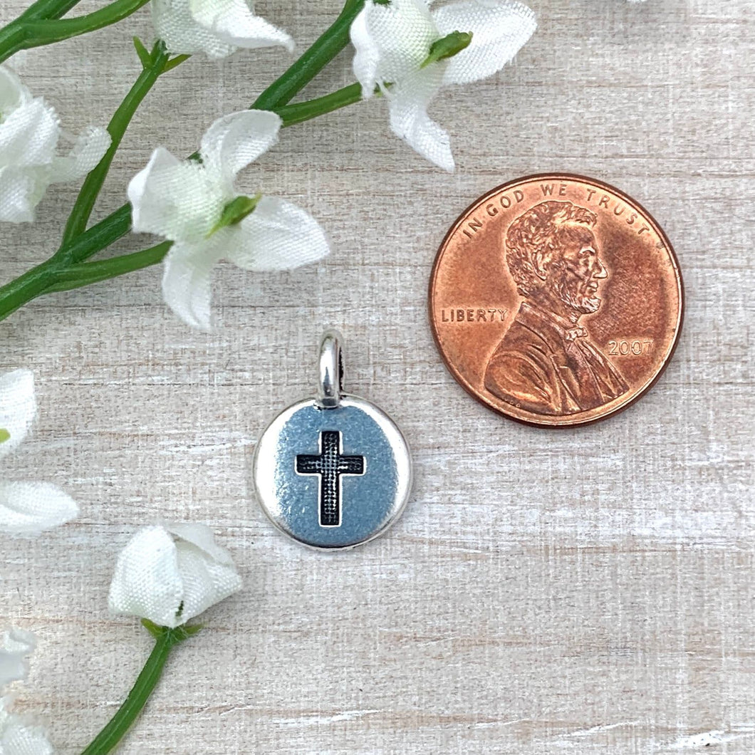Cross Charm Antiqued Silver
