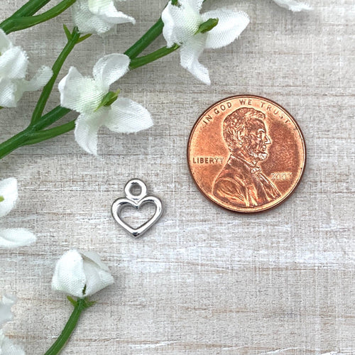 Open Heart Charm Rhodium