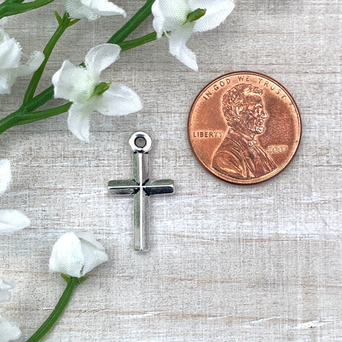 Classic Cross Charm Antiqued Silver
