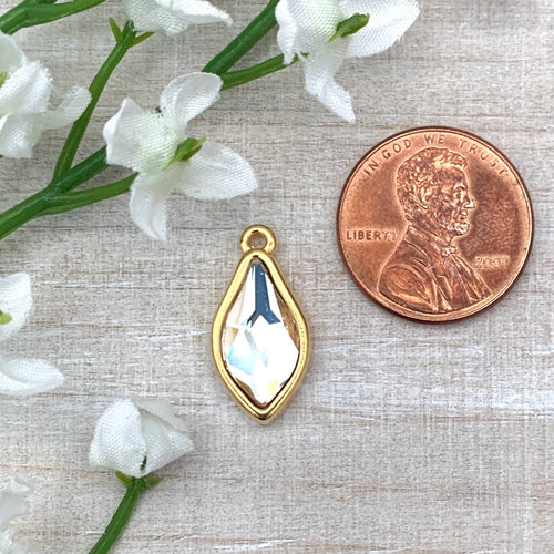 Flame Charm with Crystal Gold Plated