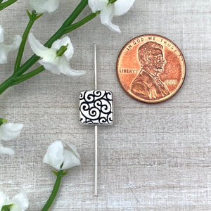 Square Scroll Bead Antiqued Silver