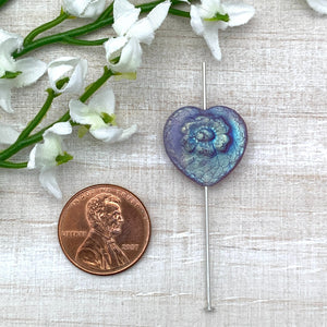 17mm Lavender Opal Etched Heart with Full AB Finish