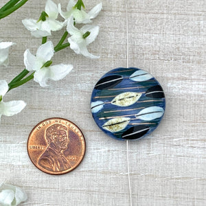 24.5mm Blue with Leaves Porcelain Coin