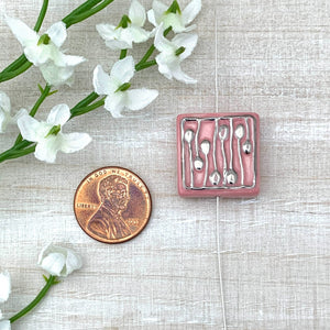 20mm Pink and Silver Porcelain Square