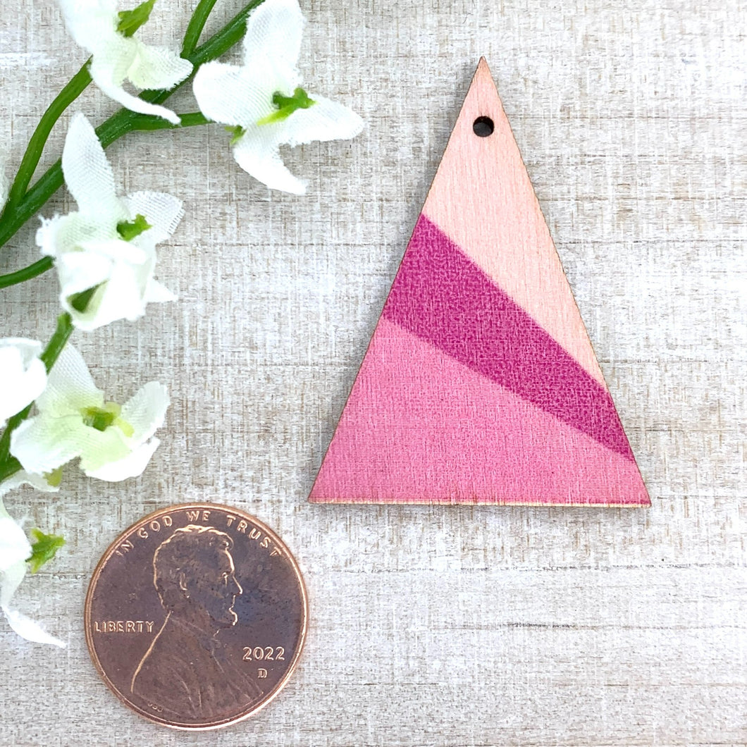 Pink Ombre Printed Wood Triangle Pendant