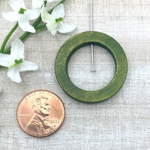 Olive Green Wood Ring Pendant