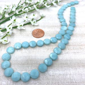 Amazonite 10mm Faceted Coin