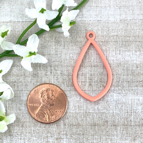 Coral Colored Pointed Teardrop Charm