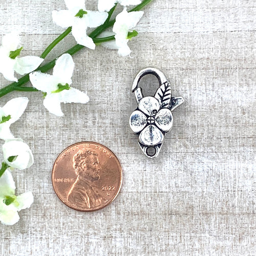 Antique Silver Flower Lobster Claw
