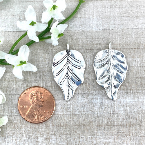 Antique Silver Leaf Charm