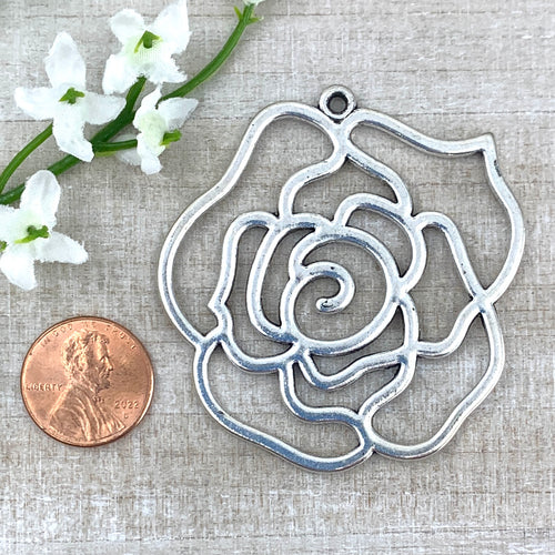 Large Open Rose Pendant