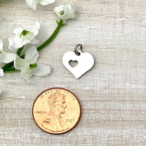 Stainless Steel Heart with Heart Cutout