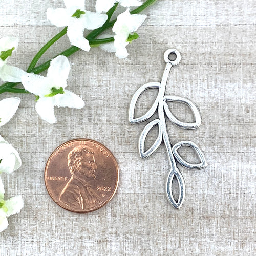 Antique Silver Leaf Branch Pendant