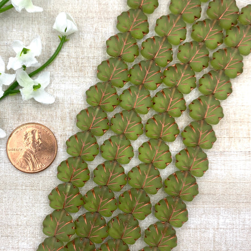Transparent Matte Sage with Bronze Wash 10x13mm Maple Leaf