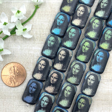 Load image into Gallery viewer, 12x18mm Jet AB Matte with Laser Tattoo Mona Lisa
