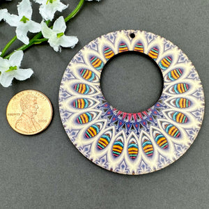 Large Printed Donut Wood Pendant
