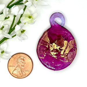 43x30mm Pendant Fuchsia with Gold Foil