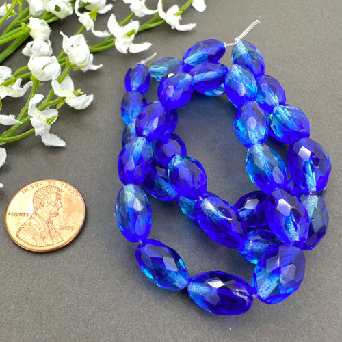 12x8mm Faceted Oval Sapphire and Sky Blue