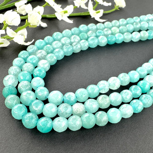 Plated Blue Jade 6mm Faceted Round