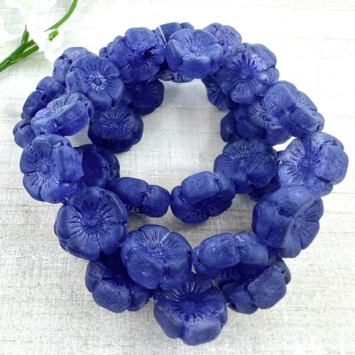 12mm Hibiscus Flower Violet with Purple Wash and Etched Finish
