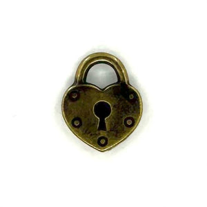 Heart Lock Charm Antique Brass Plated