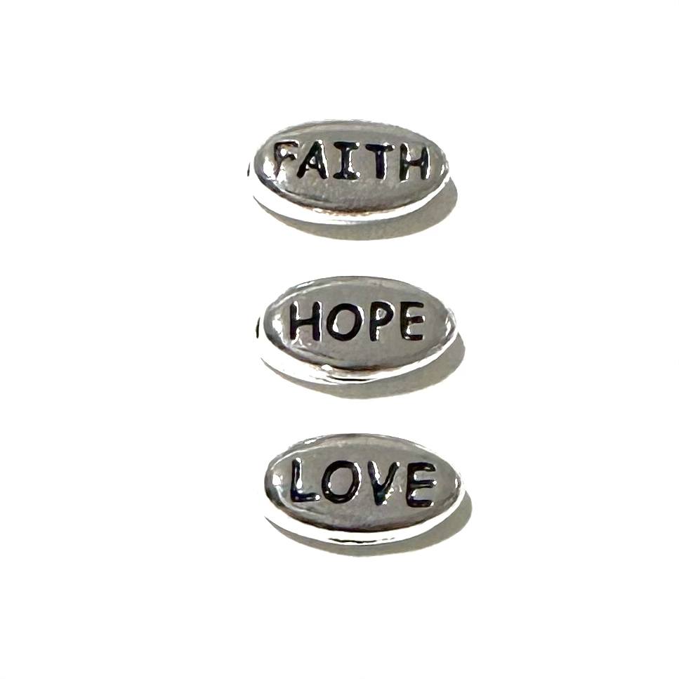 TierraCast 6x10.5mm Silver Plated Faith, Hope, and Love Bead Set