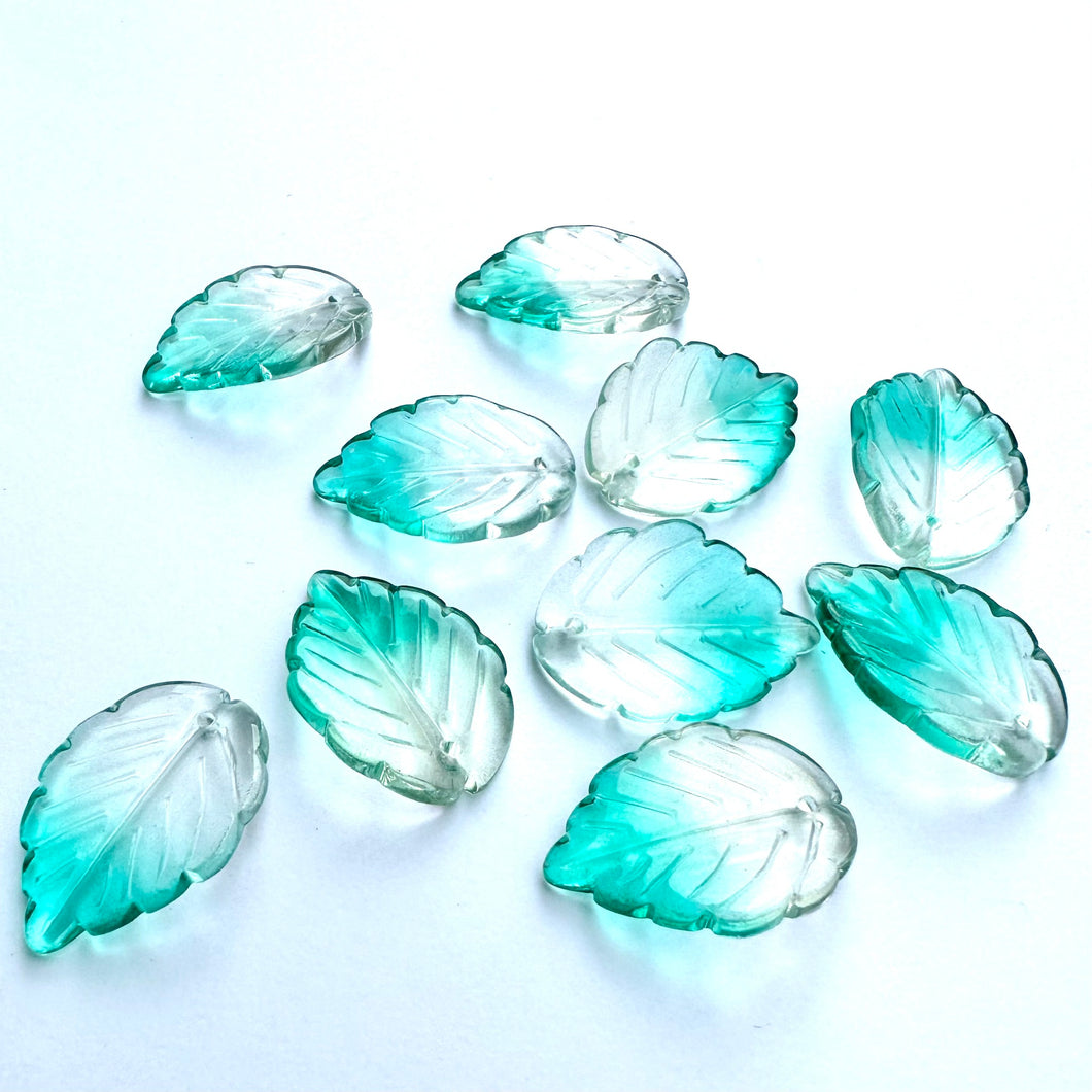 Green Ombre Glass Leaf - 10 Pack