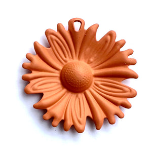 Matte Orange Coral 33mm Flower Pendant