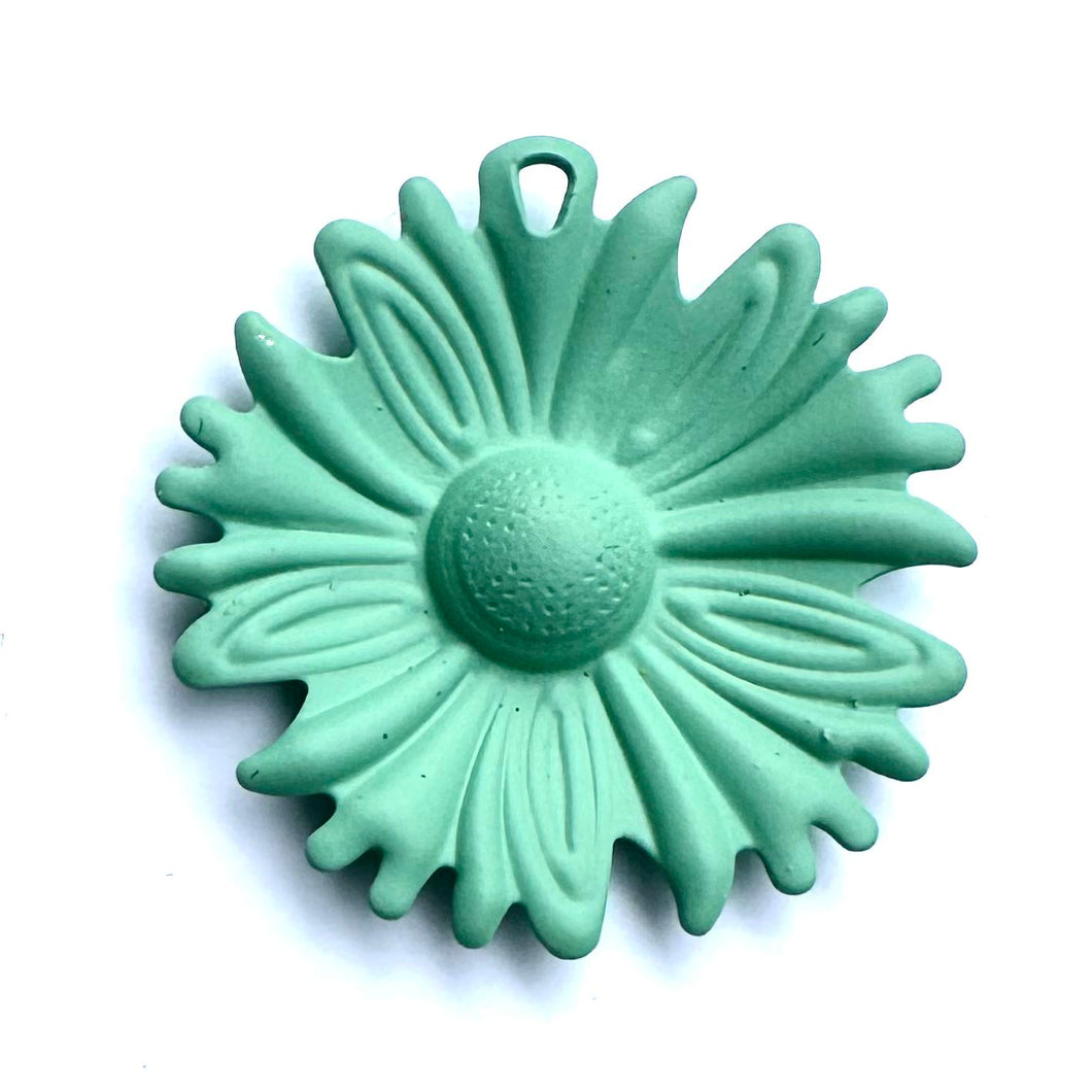 Matte Green Turquoise 33mm Flower Pendant