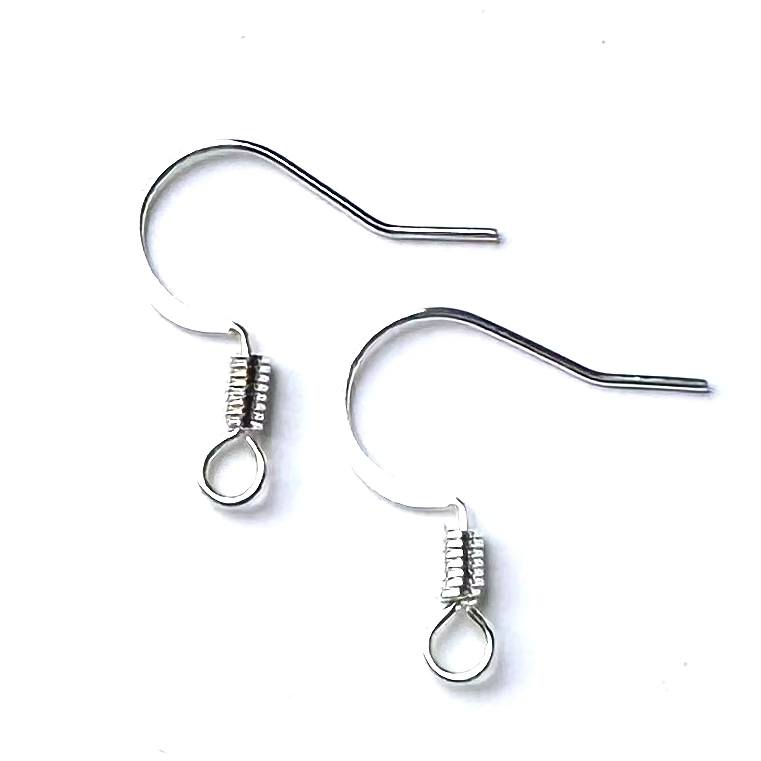Bright Silver Plated Brass 17mm Ear Wires - 5 Pairs