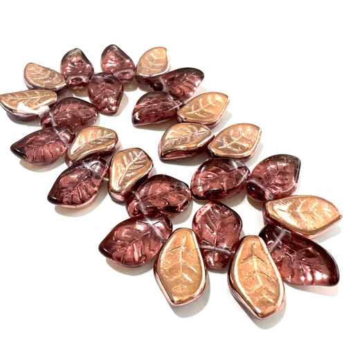 10x15mm Leaf Deep Rose with Copper