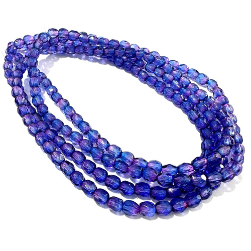 4mm Firepolish Sapphire/Fuchsia Blend