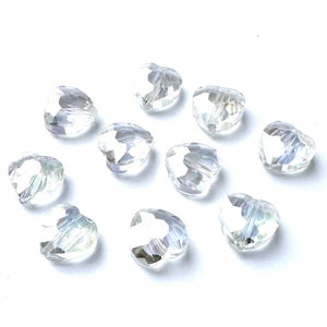 Faceted Clear AB Glass Heart - 10 Pack