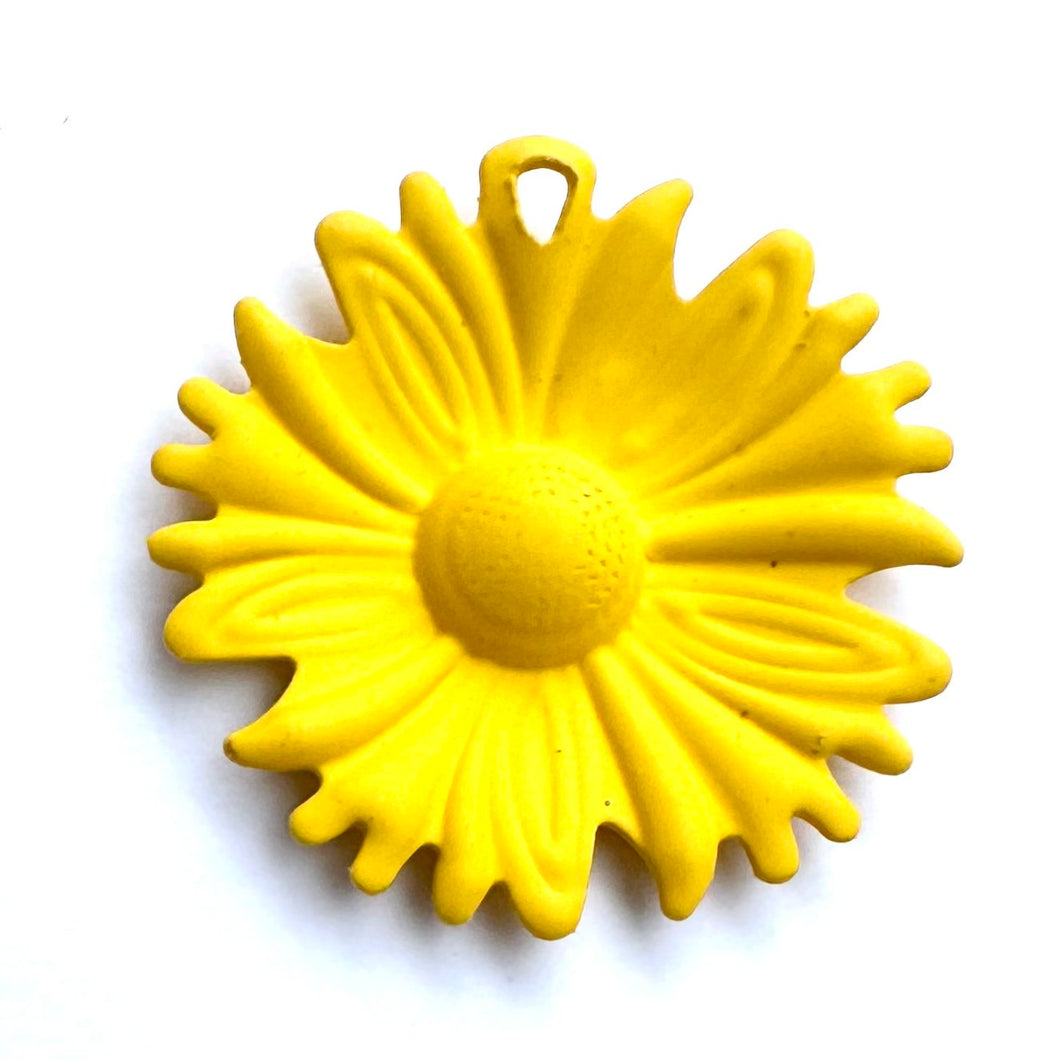 Matte Yellow 33mm Flower Pendant