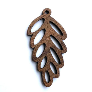 Hollow Leaf 35x16.5mm Walnut Pendant