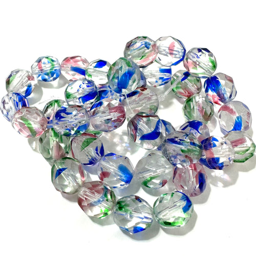 8mm Firepolish Crystal/Rainbow Mix