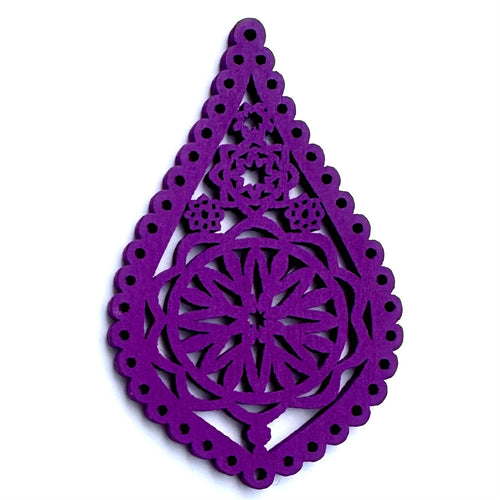 Purple Wood Filigree 55.5x32.5mm Pendant