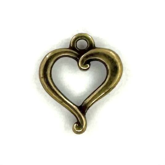 Jubilee Heart Charm Antique Brass Plated